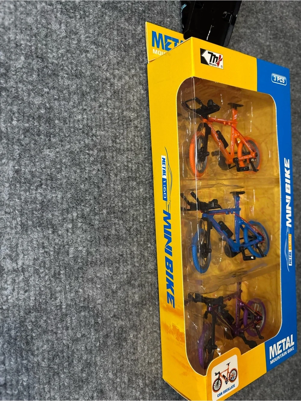 Diecast 1:60 Metal Mini Mountain Bike Toy Set 3 Pcs Orange Blue Purple Bicycles